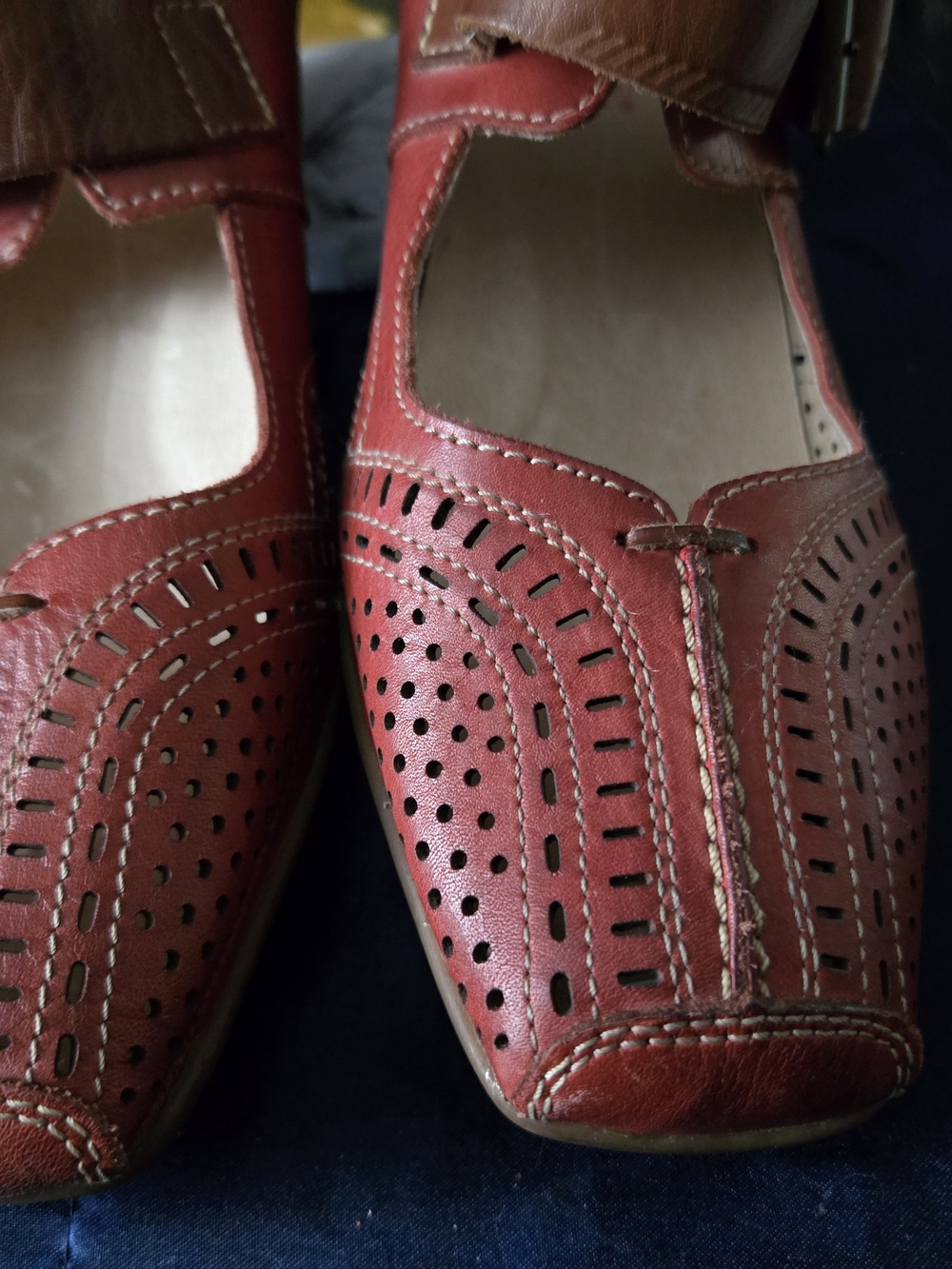 Women 's Brick Red,Pikolinos, Perforated Leather Mary Jane Shoes, New Never Worn